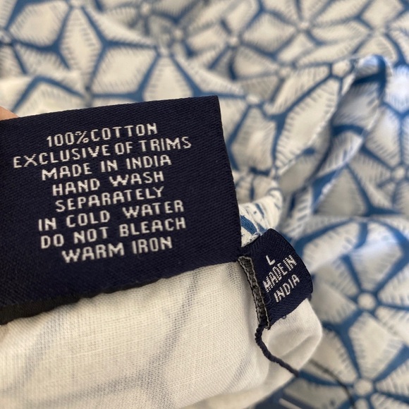 Madison Mathews || Lia Cotton Block Printed Maxi Dress Blue White Large NWT - Picture 9 of 10